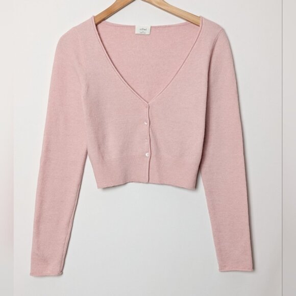 WILFRED Santorini Cardigan Sweater Cashmere Wool Dawn Pink M Medium Aritzia - Picture 11 of 16